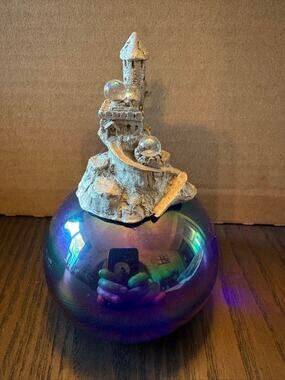 Vintage Spoontiques 1983 Pewter Castle with Iridescent Ball Base Paperweight